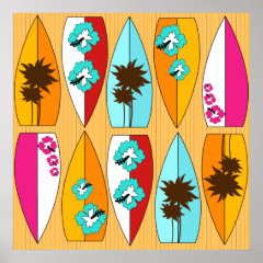 Surfboards on the Boardwalk Summer Beach Theme Print