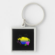 Surfer and Flowers Key Chain