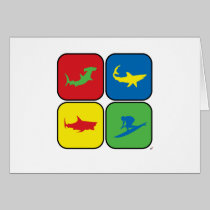 Surfer and Sharks Pop Art cards