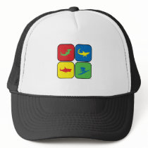 Surfer and Sharks Pop Art hats by evrose Surfer and Sharks Pop Art hats