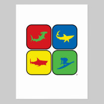 Surfer and Sharks Pop Art postcards