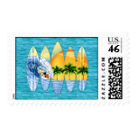 Surfer And Surfboards Postage Stamp