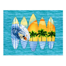 Surfer And Surfboards Postcards