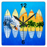 Surfer And Surfboards Wallclocks