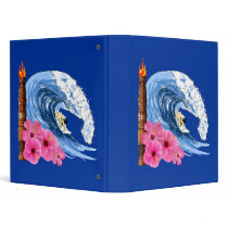 Surfer And Tiki Statue 3 Ring Binders