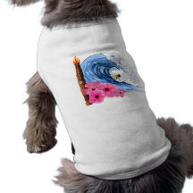 Surfer And Tiki Statue Pet Tee Shirt