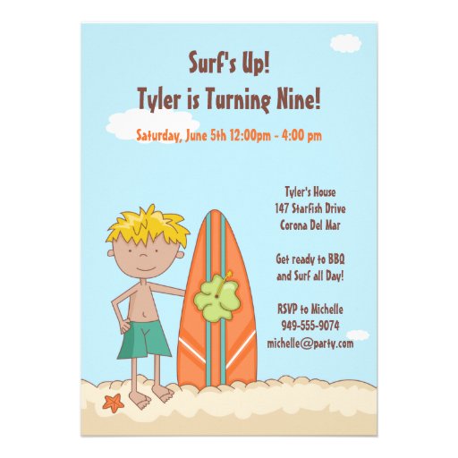 Surfer Birthday Party Invitation