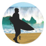 Surfer by Crashing Tube Round Stickers