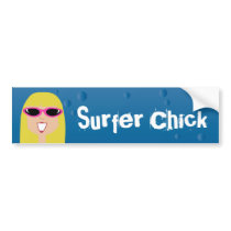 Surfer Chick With Sunglasses Bumper Stickers