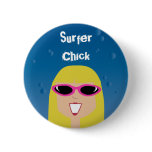Surfer Chick With Sunglasses buttons