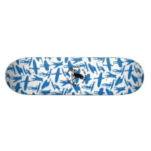 Surfer Collage design in dark blue Skate Board