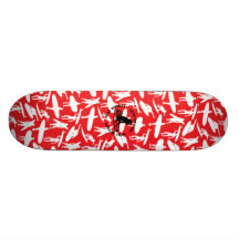Surfer Collage design in white Skate Deck