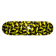 Surfer Collage design in yellow Skate Board Deck