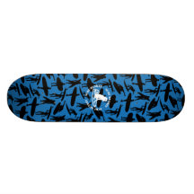Surfer Collage design on dark blue background Skate Decks