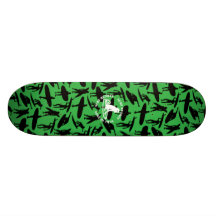 Surfer Collage design on green background Skate Board