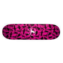 Surfer Collage design on hot pink background Skate Decks