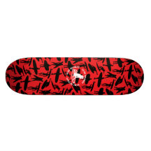 Surfer Collage design on red background Skate Board Deck
