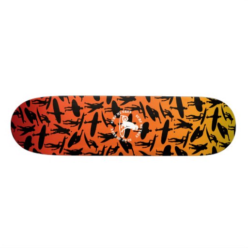 Surfer Collage design on sunset background Skateboard