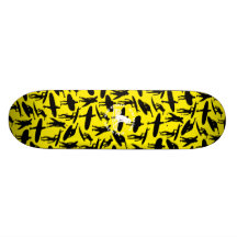 Surfer Collage design on yellow background Skate Board