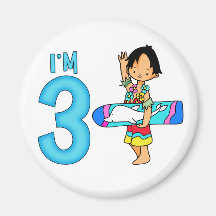 Surfer Dude 3rd Birthday Fridge Magnets