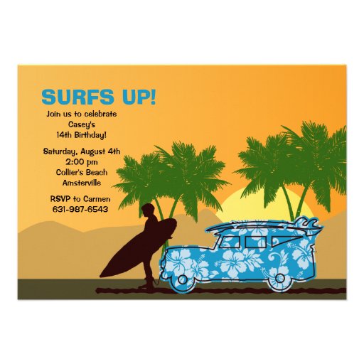 Surfer Dude Invitation (front side)