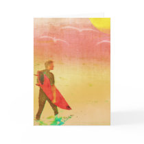Surfer Dude - Vintage Poster Style Greeting Card