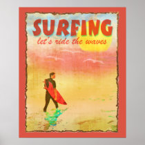 Surfer Dude Vintage Style Poster posters