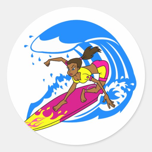 Surfer Girl Classic Round Sticker Zazzle