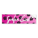 Surfer Girl in Pink Bumper Sticker bumper stickers