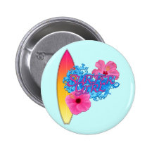 Surfer Girl Pinback Button