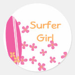 Surfer Girl Round Sticker
