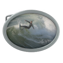Surfer in a Wetsuit  Buckle Oval Belt Buckles