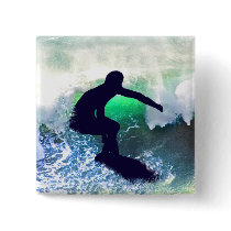Surfer in Big Wave Buttons