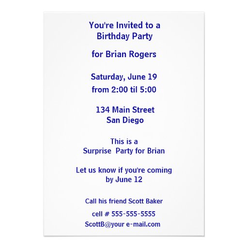 Surfer in Curling Wave Personalized Invitations
