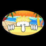 Surfer Kilroy Oval Sticker