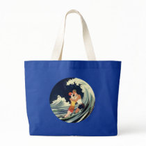 Surfer Lovers Kissing Vintage Illustration Tote Bag