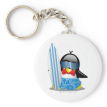 Surfer Penguin Key Chain