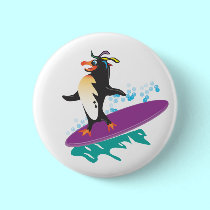 Surfer Penquin Button buttons