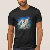 SURFER RIDING A BREAKING WAVE. TEE SHIRTS
