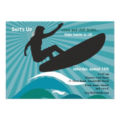 Surfer Silhouette Invitation