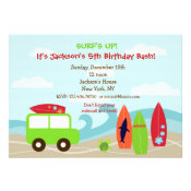 Surfer Surf Birthday Party Invitations
