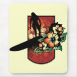 Surfer with tropical flower design mousepad