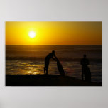 Surfers at Sundown Posters