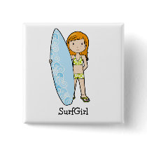 SurfGirl Pinback Button