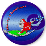 Surfin Santa Wishing You a Merry Christmas Pinback Button