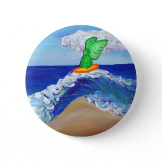 Surfing Angel Raphael Button Round Pin Pendants