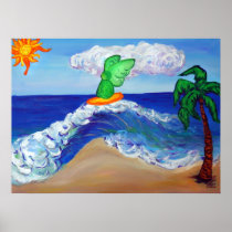 Surfing Angel Raphael Riding Healing Waves Posters