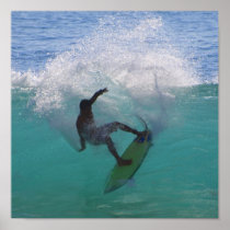 surfing at a big wave poster