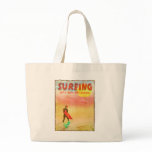 Surfing at Sunrise Vintage Poster Style Design Bag