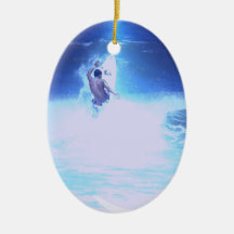 Surfing Big Waves Ornament